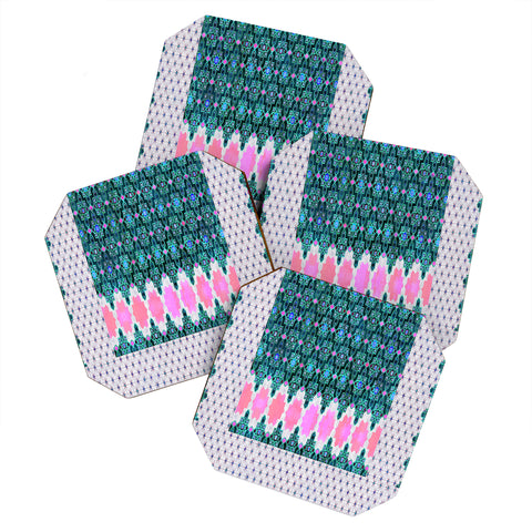 Schatzi Brown Jeema Boho Pattern Green Coaster Set