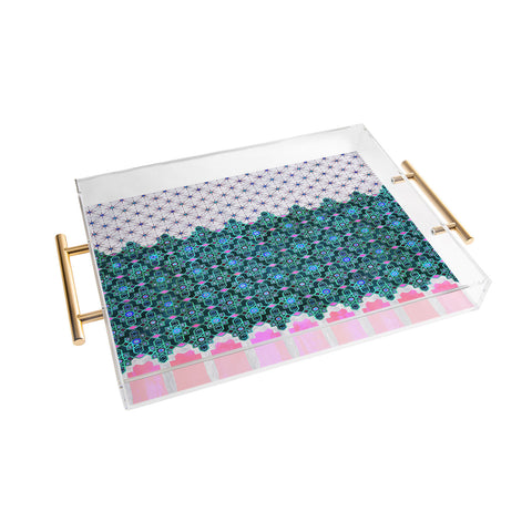 Schatzi Brown Jeema Boho Pattern Green Acrylic Tray