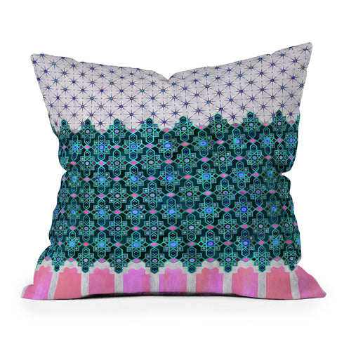 Schatzi Brown Jeema Boho Pattern Green Outdoor Throw Pillow