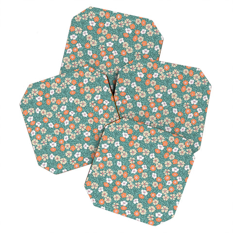 Schatzi Brown Jirra Floral Green Coaster Set