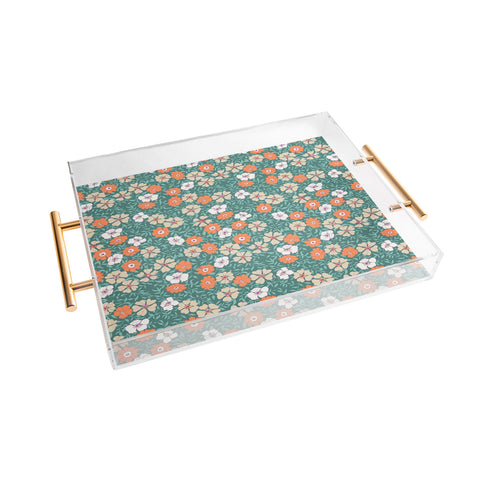 Schatzi Brown Jirra Floral Green Acrylic Tray