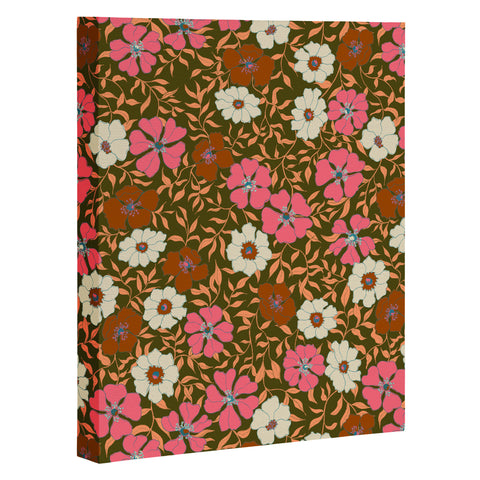Schatzi Brown Jirra Floral Olive Art Canvas