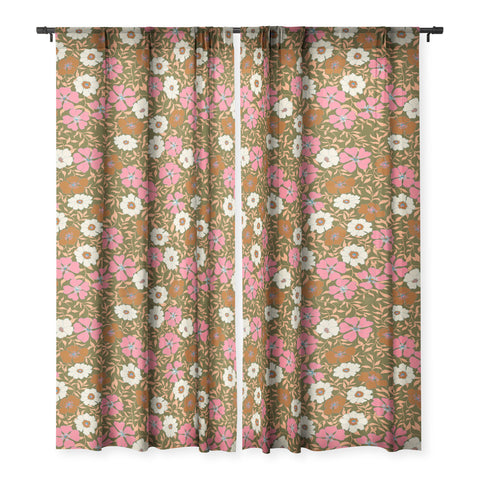 Schatzi Brown Jirra Floral Olive Sheer Non Repeat