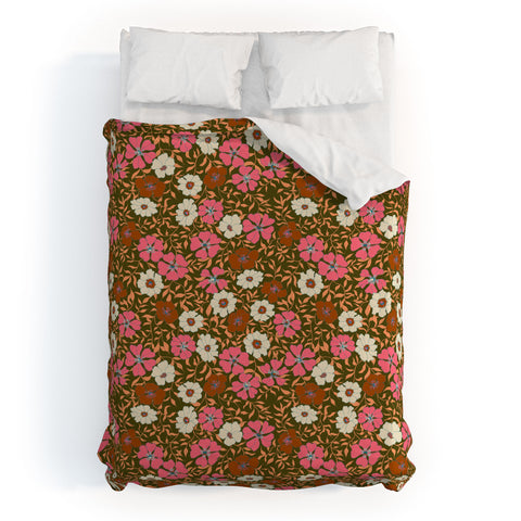 Schatzi Brown Jirra Floral Olive Duvet Cover