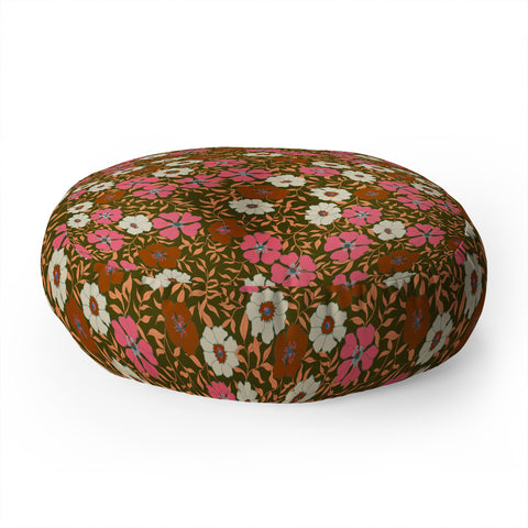 Schatzi Brown Jirra Floral Olive Floor Pillow Round