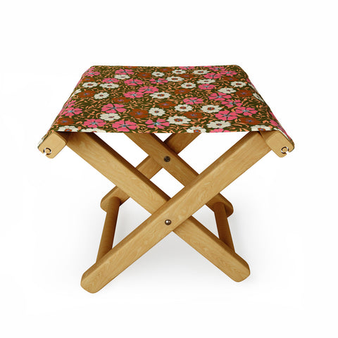 Schatzi Brown Jirra Floral Olive Folding Stool