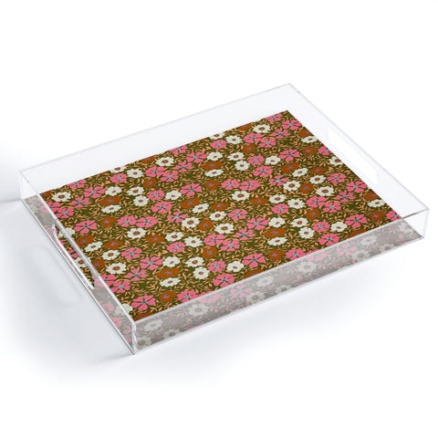 Schatzi Brown Jirra Floral Olive Acrylic Tray