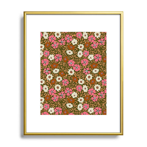 Schatzi Brown Jirra Floral Olive Metal Framed Art Print