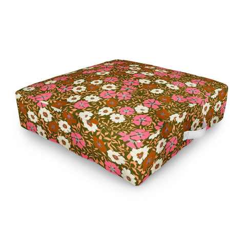 Schatzi Brown Jirra Floral Olive Outdoor Floor Cushion