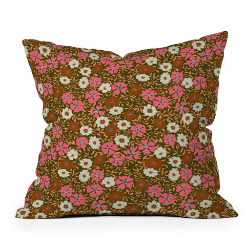 Schatzi Brown Jirra Floral Olive Outdoor Throw Pillow