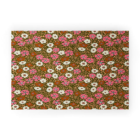 Schatzi Brown Jirra Floral Olive Welcome Mat