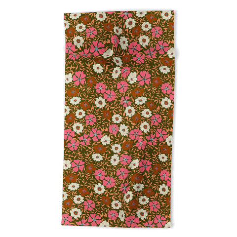 Schatzi Brown Jirra Floral Olive Beach Towel