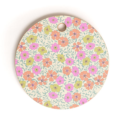 Schatzi Brown Jirra Floral Pastel Cutting Board Round