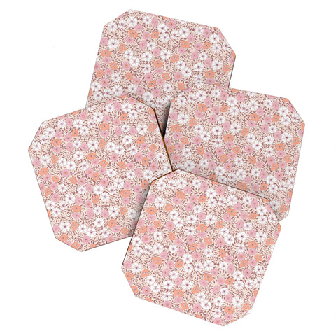 Schatzi Brown Jirra Floral Pink Coaster Set