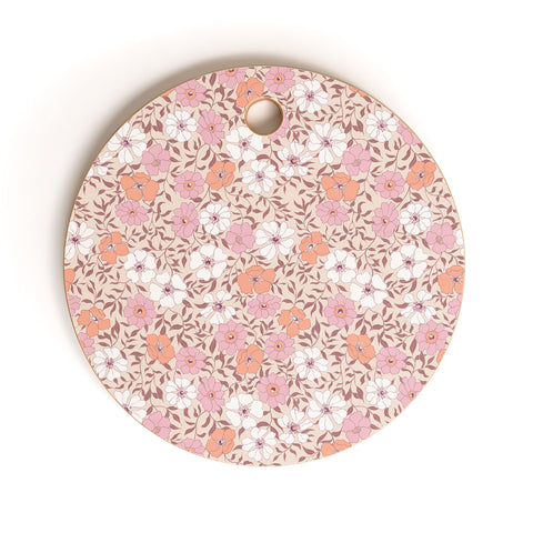 Schatzi Brown Jirra Floral Pink Cutting Board Round
