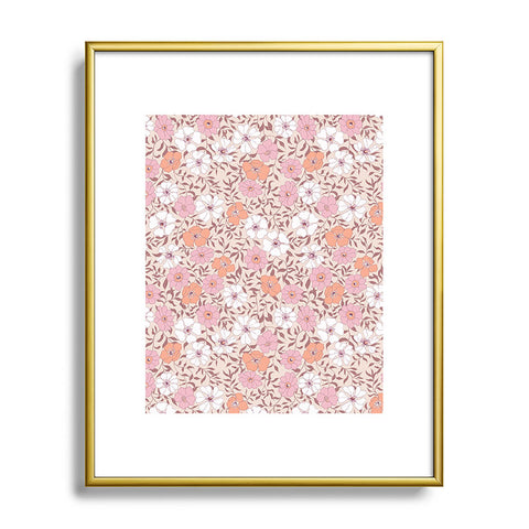 Schatzi Brown Jirra Floral Pink Metal Framed Art Print