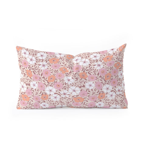 Schatzi Brown Jirra Floral Pink Oblong Throw Pillow