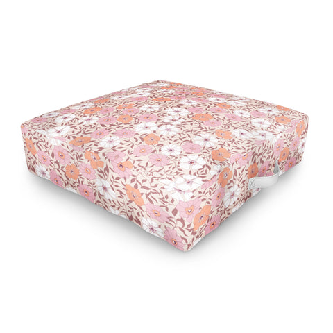 Schatzi Brown Jirra Floral Pink Outdoor Floor Cushion