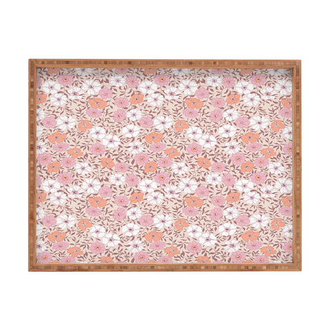 Schatzi Brown Jirra Floral Pink Rectangular Tray