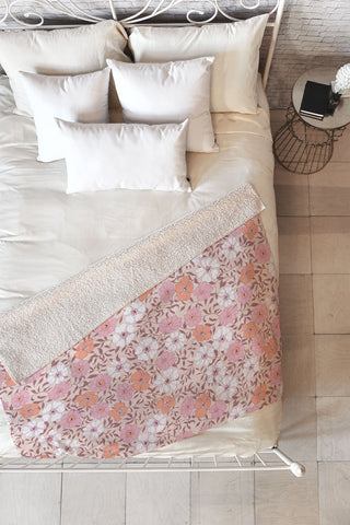 Schatzi Brown Jirra Floral Pink Fleece Throw Blanket