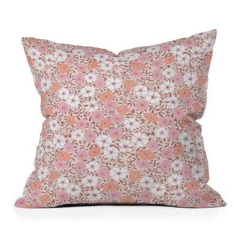 Schatzi Brown Jirra Floral Pink Throw Pillow