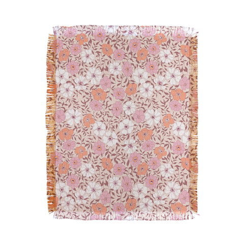 Schatzi Brown Jirra Floral Pink Throw Blanket