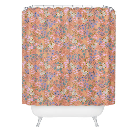Schatzi Brown Joycelyn Ditsy Apricot Shower Curtain