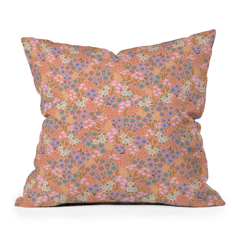Schatzi Brown Joycelyn Ditsy Apricot Outdoor Throw Pillow
