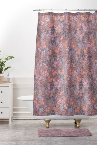 Schatzi Brown Joycelyn Ditsy Muted Mauve Shower Curtain And Mat