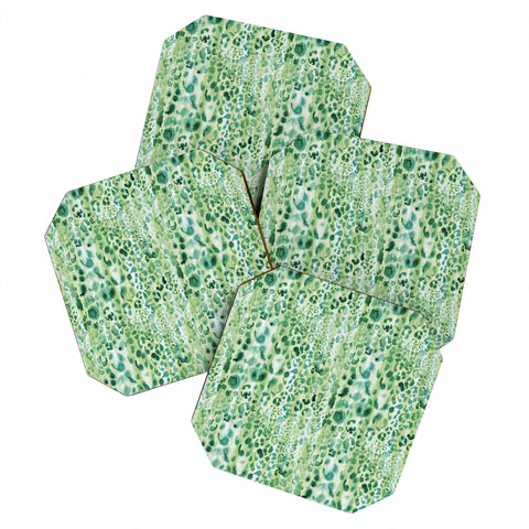 Schatzi Brown Jungle Cat Green Coaster Set