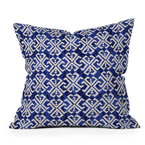 Schatzi Brown Justina Criss Cross Blue Outdoor Throw Pillow