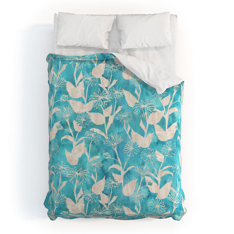 Schatzi Brown Justina Floral Turquoise Duvet Cover