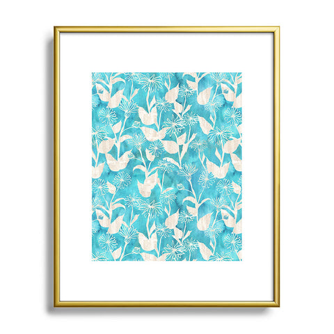 Schatzi Brown Justina Floral Turquoise Metal Framed Art Print