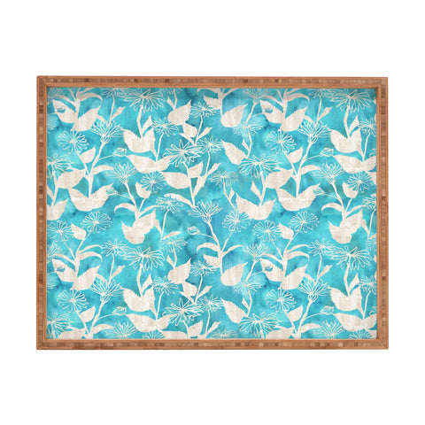 Schatzi Brown Justina Floral Turquoise Rectangular Tray