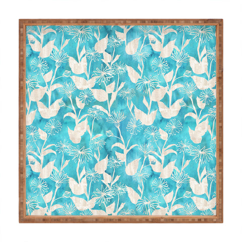 Schatzi Brown Justina Floral Turquoise Square Tray