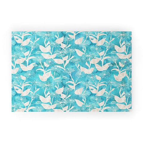 Schatzi Brown Justina Floral Turquoise Welcome Mat