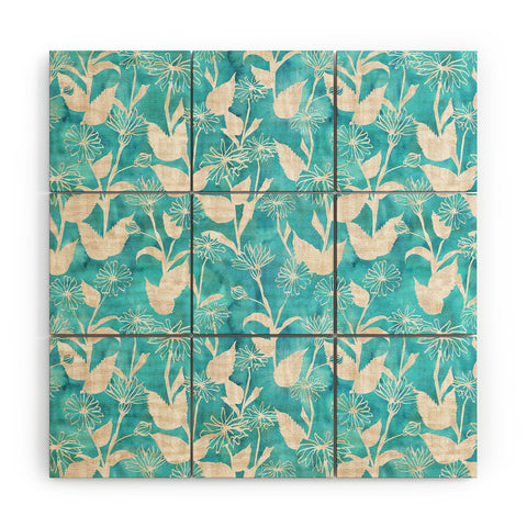 Schatzi Brown Justina Floral Turquoise Wood Wall Mural