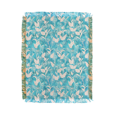 Schatzi Brown Justina Floral Turquoise Throw Blanket
