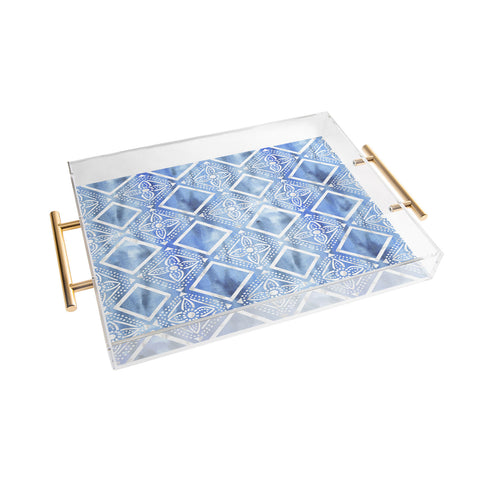 Schatzi Brown Kahala Flower Chambray Acrylic Tray