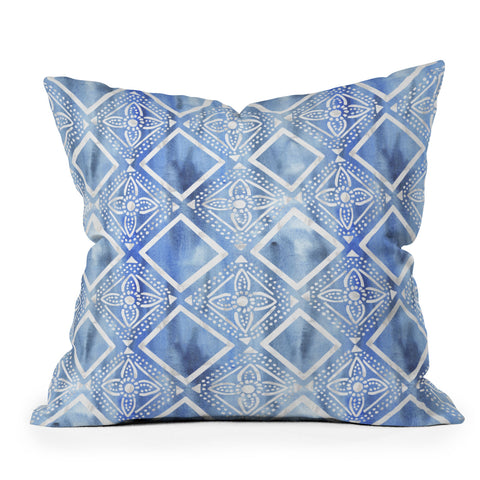 Schatzi Brown Kahala Flower Chambray Outdoor Throw Pillow