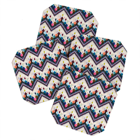 Schatzi Brown Kilim Kind Chevron 2A Coaster Set