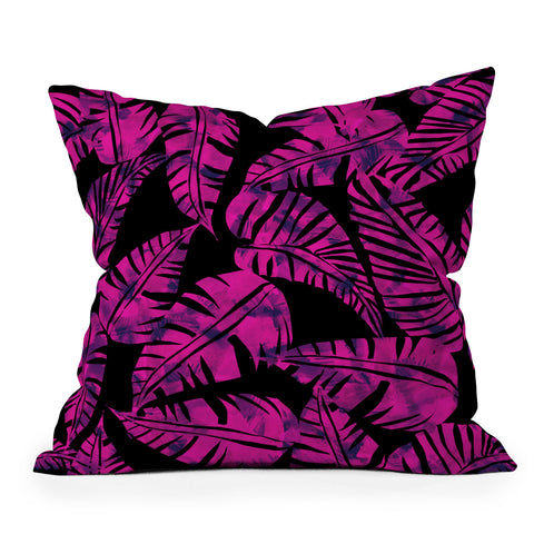 Schatzi Brown Lani Kai Leaf Magenta Outdoor Throw Pillow