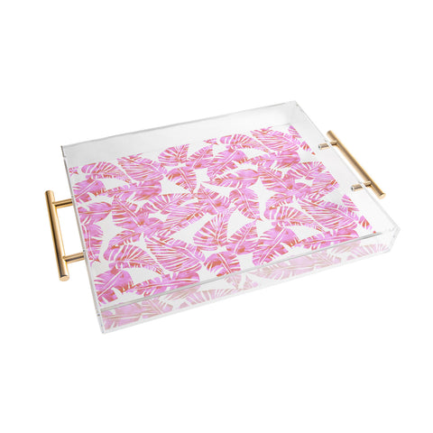 Schatzi Brown Lani Kai Leaf Pink Acrylic Tray