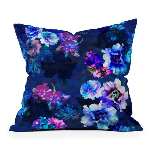 Schatzi Brown Le Fleur Blue Outdoor Throw Pillow