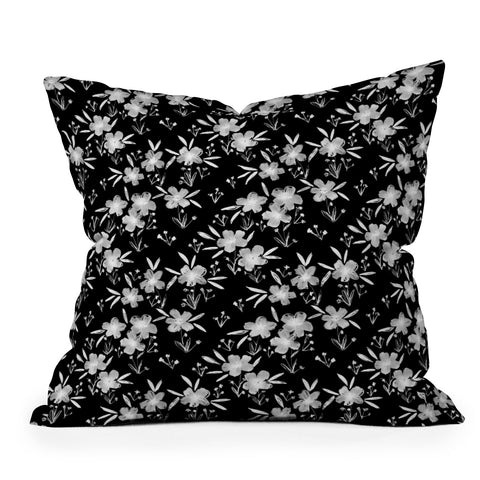 Schatzi Brown Leila Floral Black Outdoor Throw Pillow