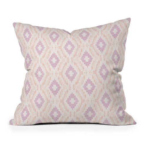 Schatzi Brown Leila Ikat Light Pink Outdoor Throw Pillow