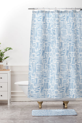 Schatzi Brown Leila Marks Blue Shower Curtain And Mat