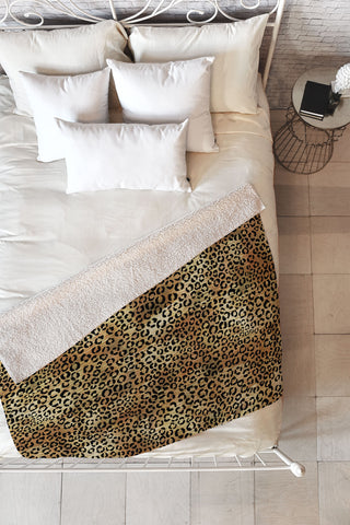 Schatzi Brown Leopard Tan Fleece Throw Blanket