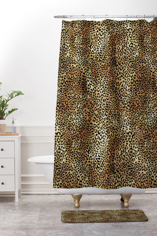 Schatzi Brown Leopard Tan Shower Curtain And Mat