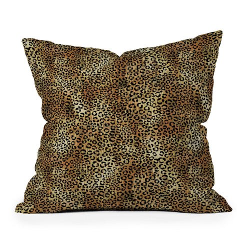 Schatzi Brown Leopard Tan Outdoor Throw Pillow